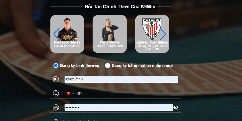 Giao diện đăng ký tài khoản tại nhà cái này